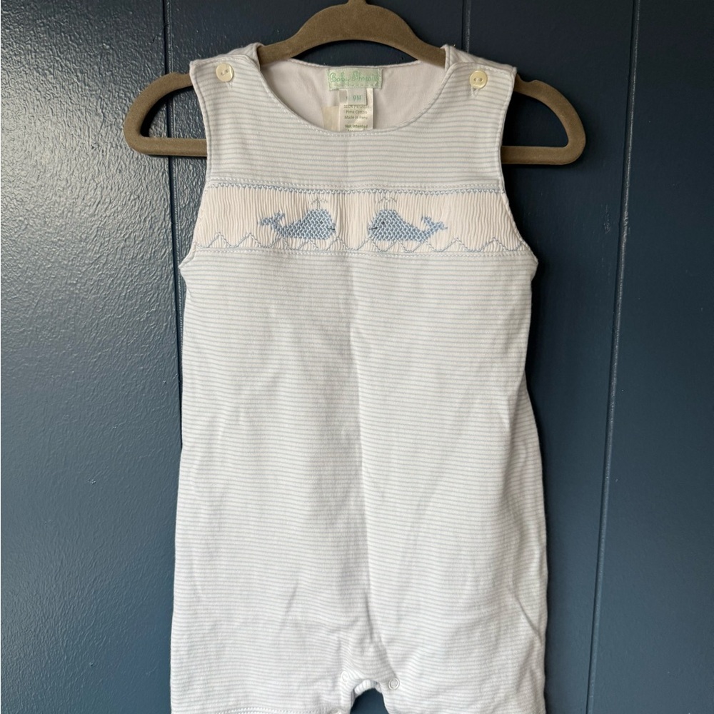 Blue and White Striped Baby Romper